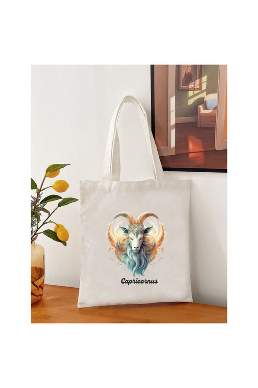 Oğlak Burcu Hediye Çanta- Capricornus Zodiac Sign Tote Bag Bez Çanta