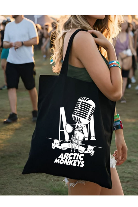 Arctic Monkeys Siyah Kalın Kanvas Y2K Bez Çanta, Omuz Çanta, Tote Bag
