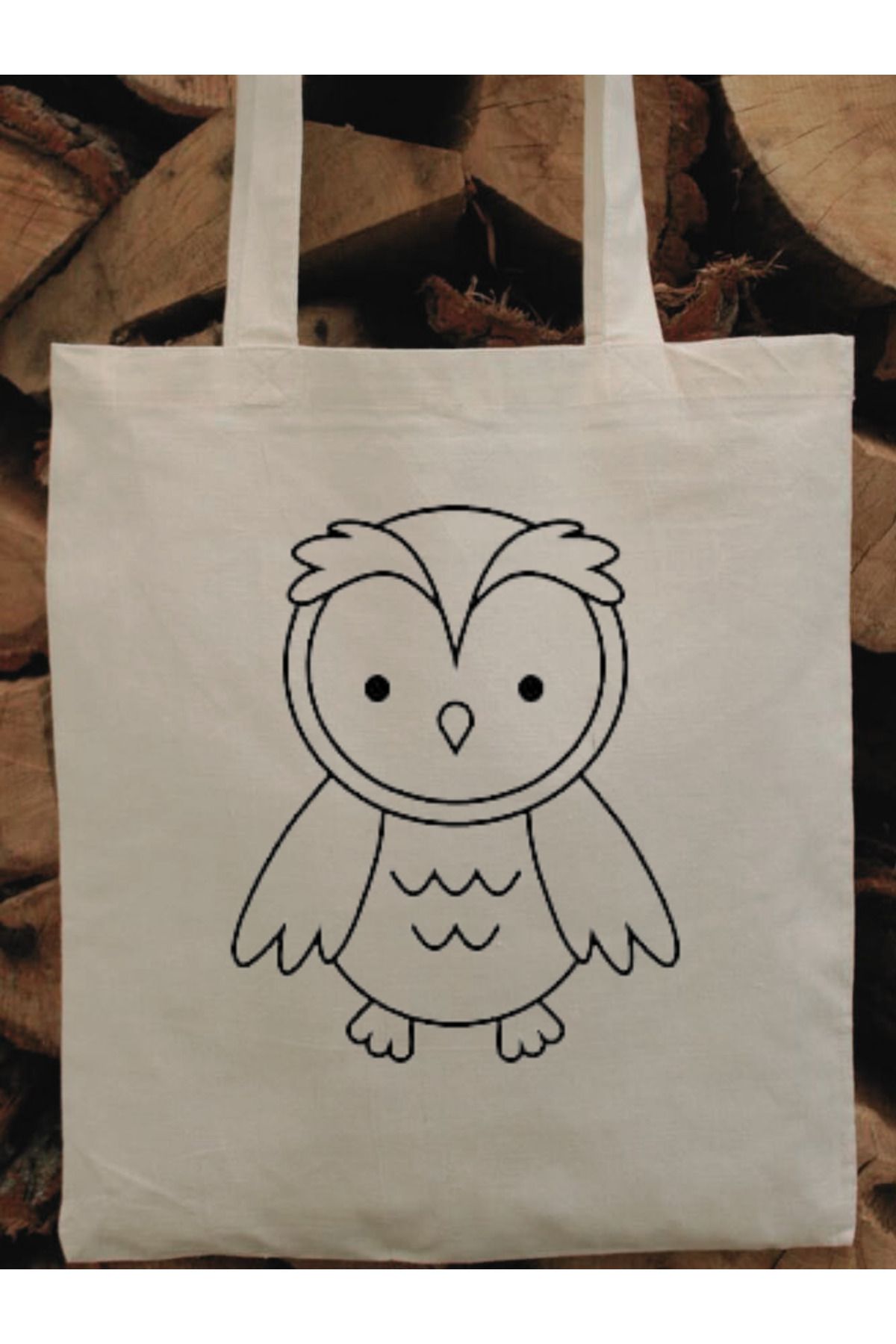 Baykuş Çocuk Boyama Çantası, Anaokulu Boyama Bez Çanta Tote Bag