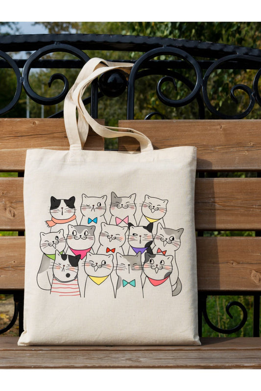 Funny Cat Kedi Tasarım Ham Bez Çanta tasarımlı ham bez çanta minimalist pinterest modeli
