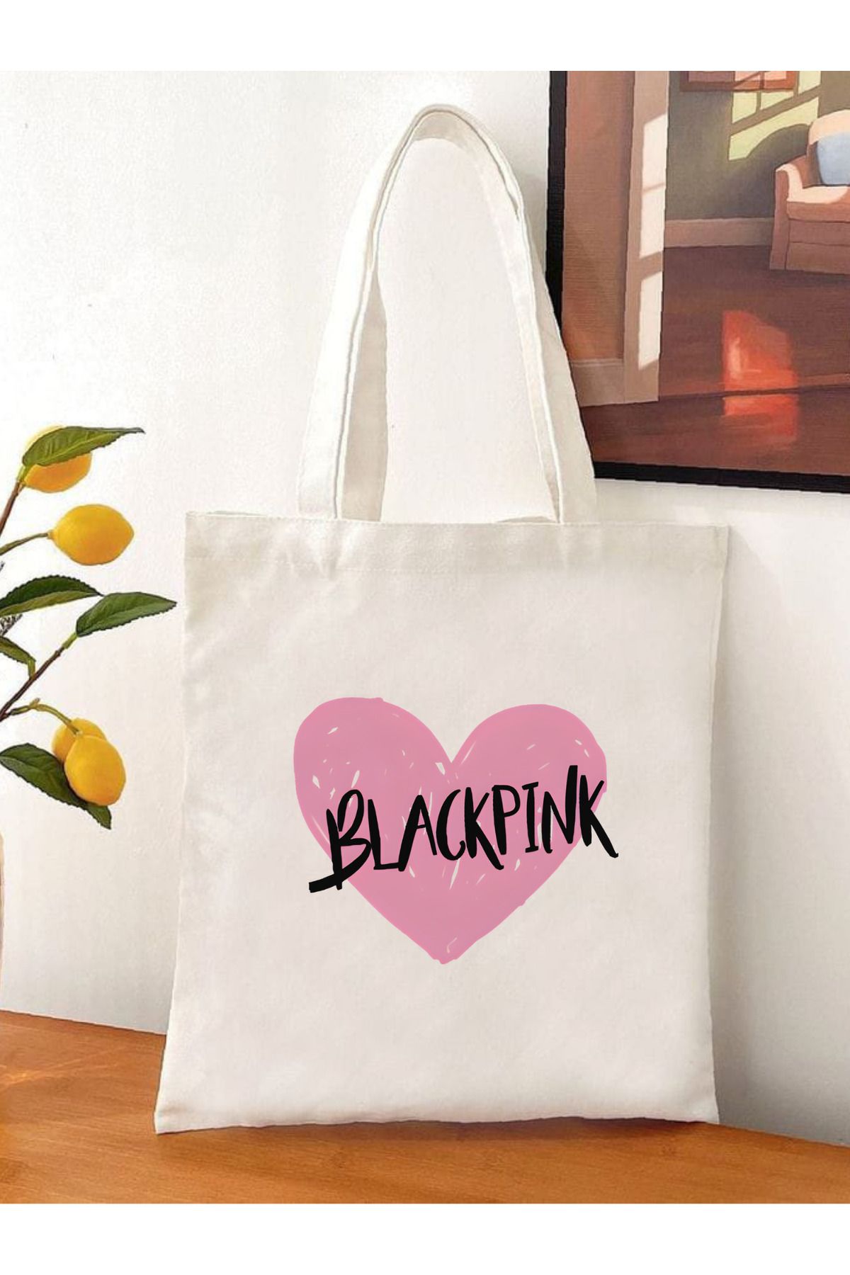 Tote Bag krem kanvas çanta %100 pamuk 35x40 cm tote bag