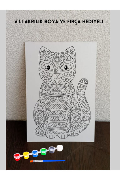 Kedi Ahşap Boyama, Ahşap Tablo Boyama, Çocuk Yetişkin Boyama Etkinliği, Ahşap Boyama Seti