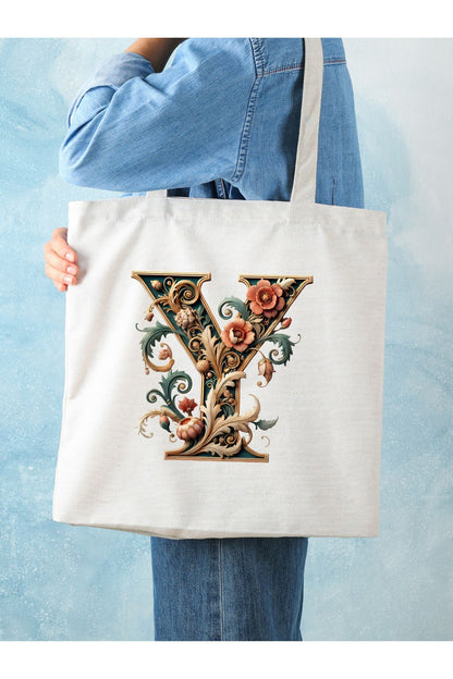 Harf Tasarım A Harfi Çanta, Y2 Pinterest Retro Unisex Bez Çanta Tote Bag, Shopper Bag