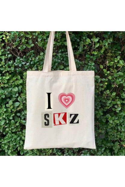 I Love SKZ Tsarım Stray Kids SKZoo Tote Bag Bez Çanta