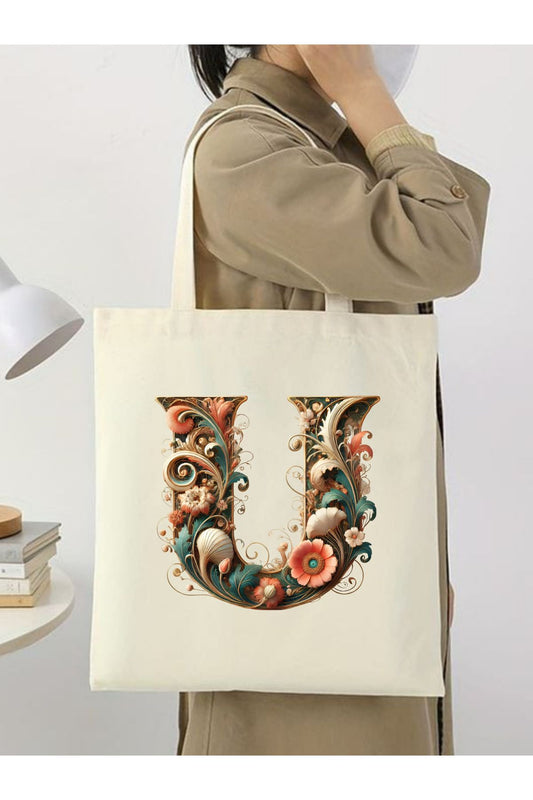 Harf Tasarım A Harfi Çanta, Y2 Pinterest Retro Unisex Bez Çanta Tote Bag, Shopper Bag