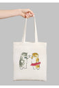 Sevimli Kediler Sevgililer Hediye Tote Bag Bez Çanta Hediye Tote Bag Bez Çanta