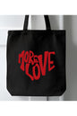 Siyah Kanvas, More Love Tote Bag Bez Çanta, Shopper Bag, Kanvas Çanta