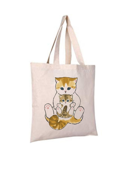 Anne Ve Yavrusu Kedi Anne Hediye Tote Bag Bez Çanta