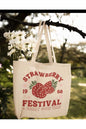 Strawberry Festival, Çilek Festivali Y2k Kalın Tote Bag, Bez Çanta, Alışveriş Kitap Çantası