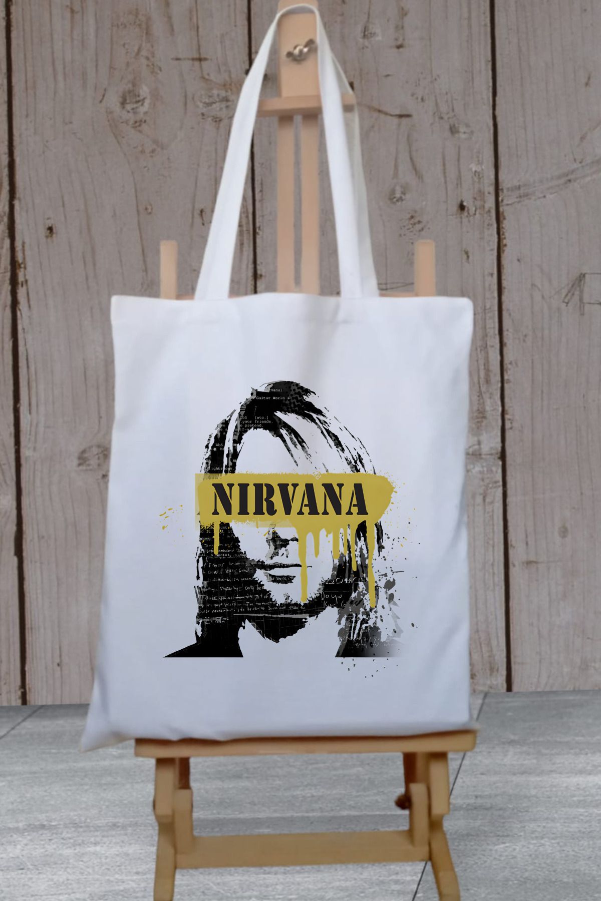 Nirvana Kurt Cobain Kalın Su Geçirmez Bez Tote Bag Kanvas Omuz Çantası