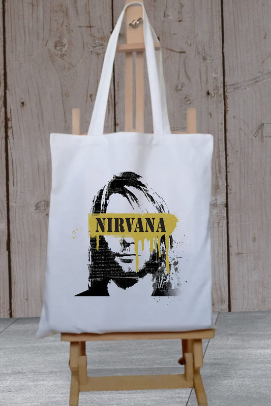 Nirvana Kurt Cobain Kalın Su Geçirmez Bez Tote Bag Kanvas Omuz Çantası