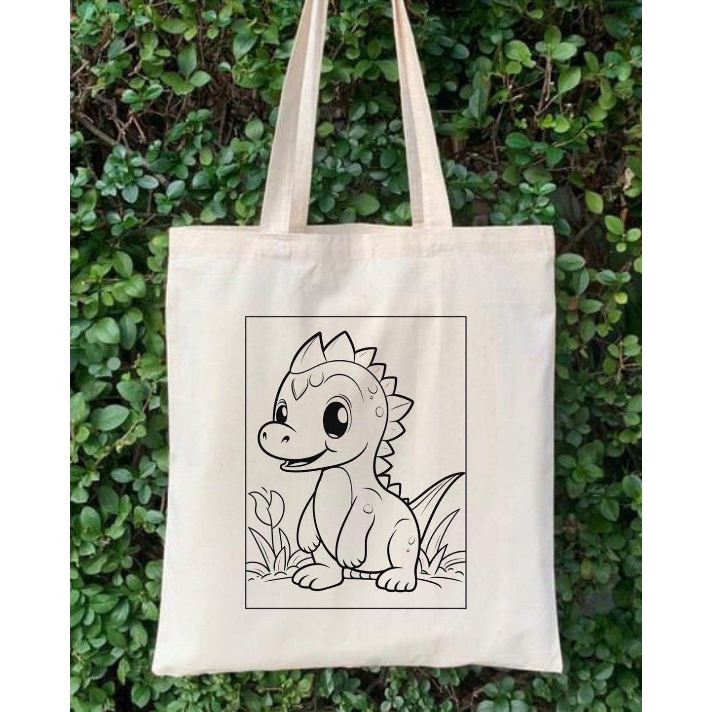 Dinazor Boyama Çantasi Anaokulu Çocuk Etkinlik Boyama krem kanvas çanta %100 pamuk 35x40 cm tote bag
