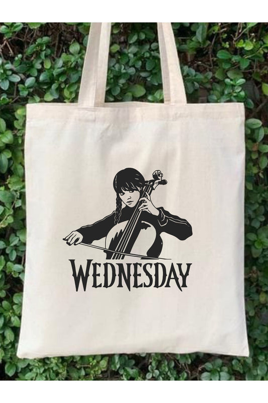 Wednesday Addams Violin Family Tote Bag Bez Çanta