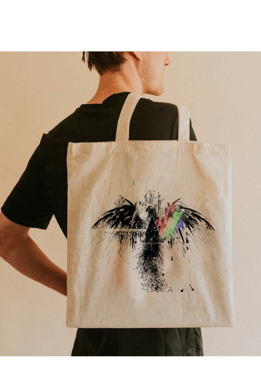 Pink Floyd Dark Side Of The Moon Tasarımlı Ham Bez Çanta tasarımlı ham bez çanta minimalist pinterest modeli