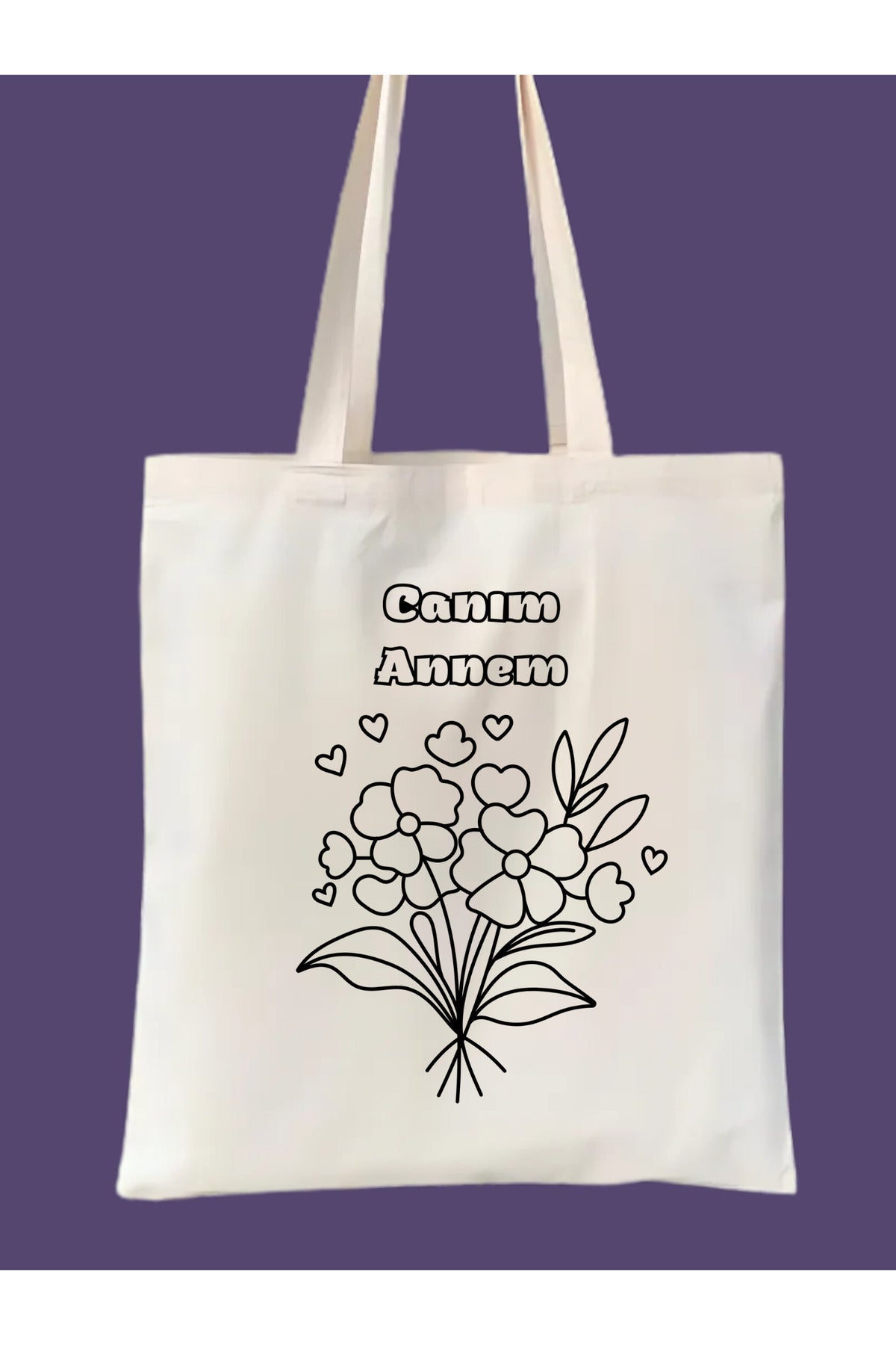 Anneler Günü Boyama Hediye krem kanvas çanta %100 pamuk 35x40 cm tote bag