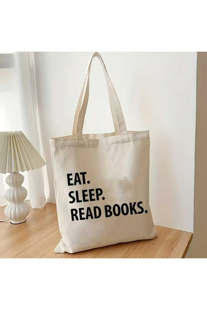 Eat, sleep, read books Tasarım Tote Bag, Bez Çanta, Alışveriş Çantası, Kitap Çantası