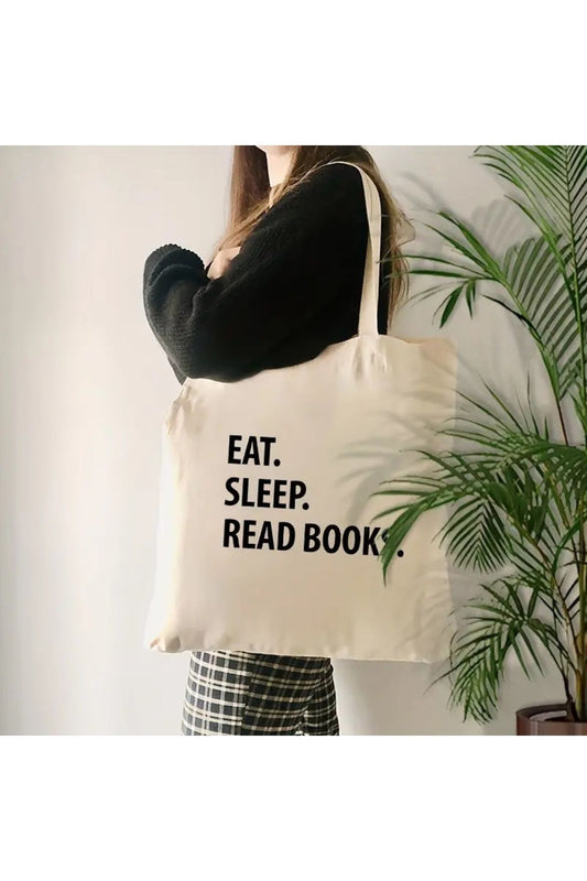 Eat, sleep, read books Tasarım Tote Bag, Bez Çanta, Alışveriş Çantası, Kitap Çantası