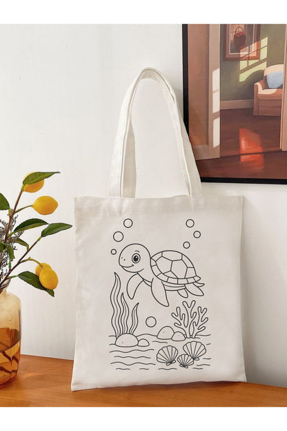 Tote Bag krem kanvas çanta %100 pamuk 35x40 cm tote bag