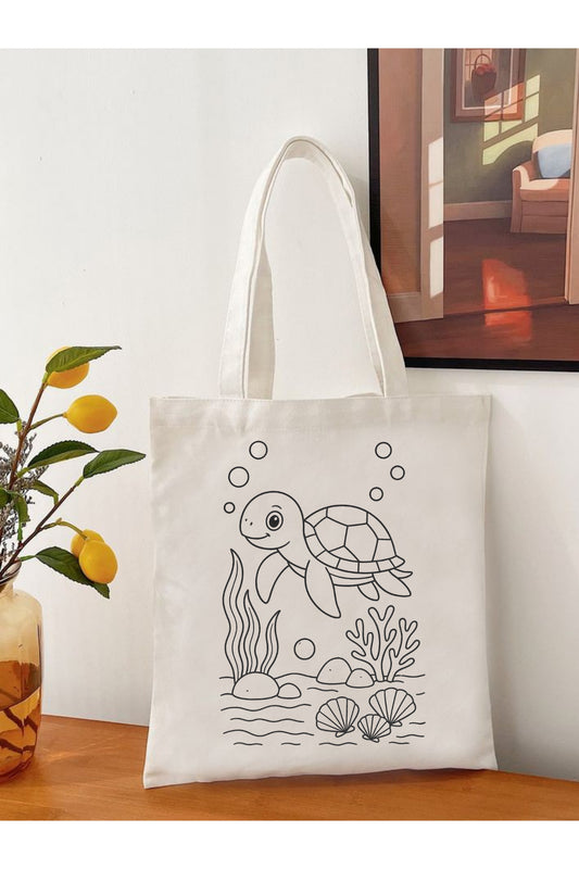 Tote Bag krem kanvas çanta %100 pamuk 35x40 cm tote bag