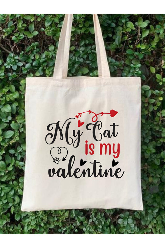 Sevgililer Günü Hediye My Cat Is Valentine Tote Bag Bez Çanta