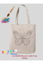 Mandala Kelebek Boyama Çantası Hobi 35*40 cm Ham Bez Çanta Boyama