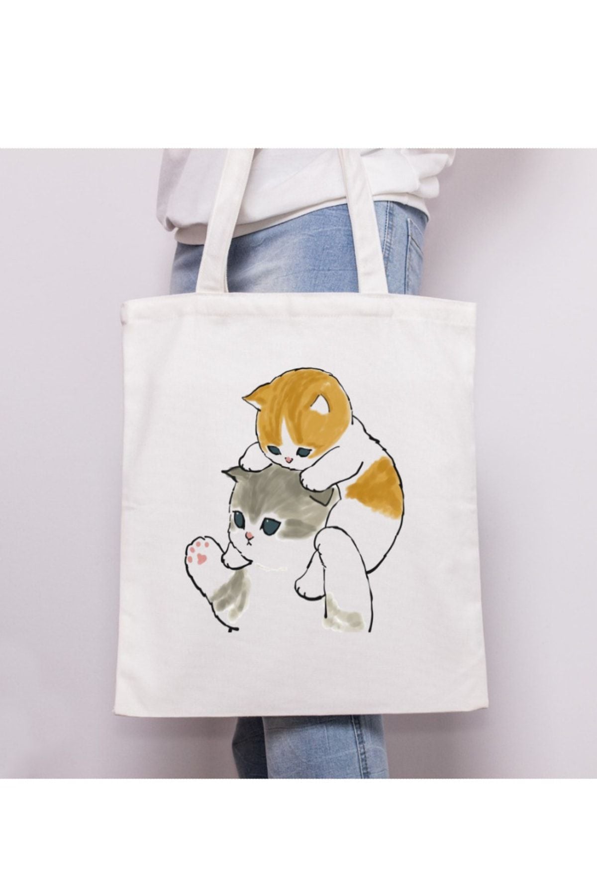 Cute Kedi Cat Tote Tasarımlı Tote Bag Bez Çanta