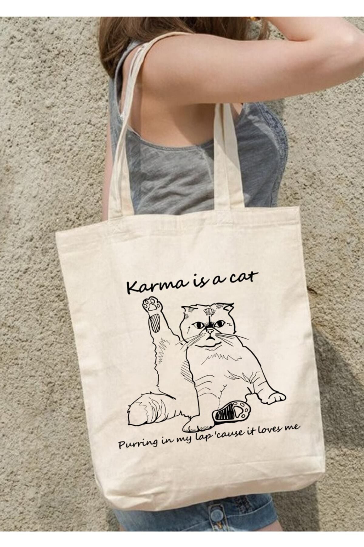 Karma Is A Cat Taylor Swift Tote Bag Bez Çanta