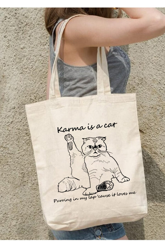 Karma Is A Cat Taylor Swift Tote Bag Bez Çanta