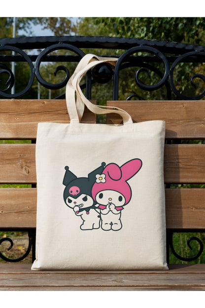 Kuromi ve Melody Tasarım Ham Bez Çanta tasarımlı ham bez çanta minimalist pinterest modeli