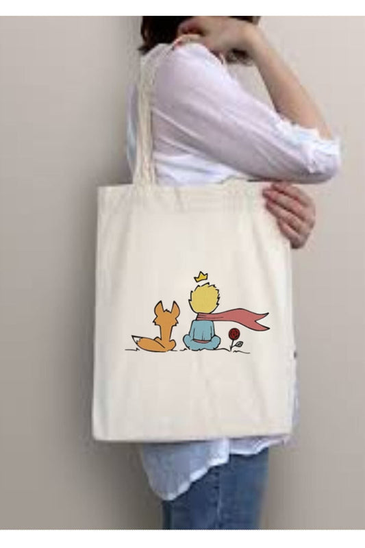 Le Petit Prince Küçük Prens Tasarımlı Tote Bag Krem Ham Bez Çanta ham bez çanta pinterest model