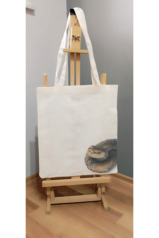 Python Snake Unique Art, Yılan Tasarım Tote Bag Bez Çanta