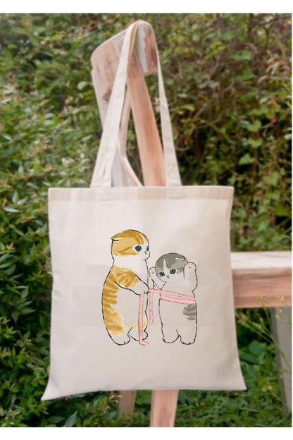 Sevimli Kediler Diyetisyen Hediye Tote Bag Bez Çanta