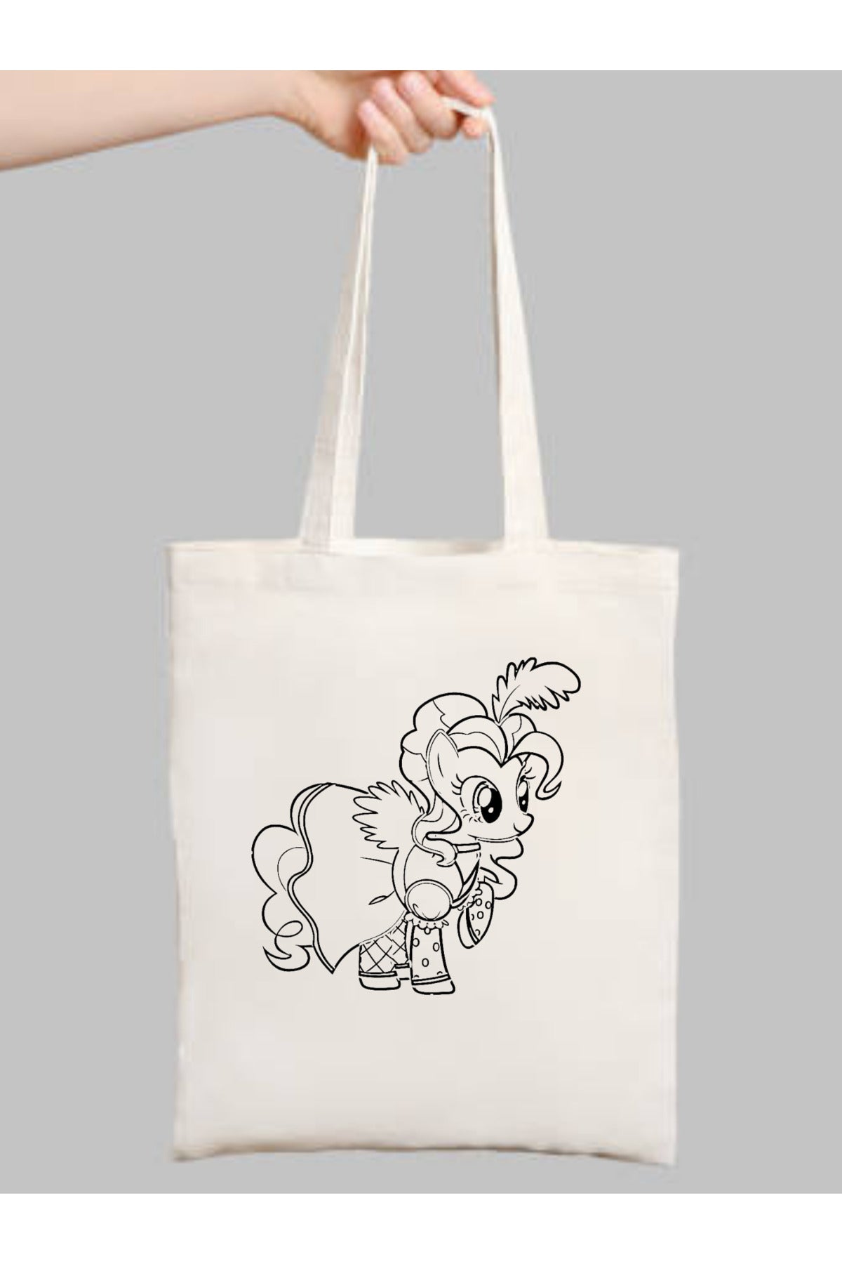 Unicorn Çocuk Boyama Çantasi krem kanvas çanta %100 pamuk 35x40 cm tote bag