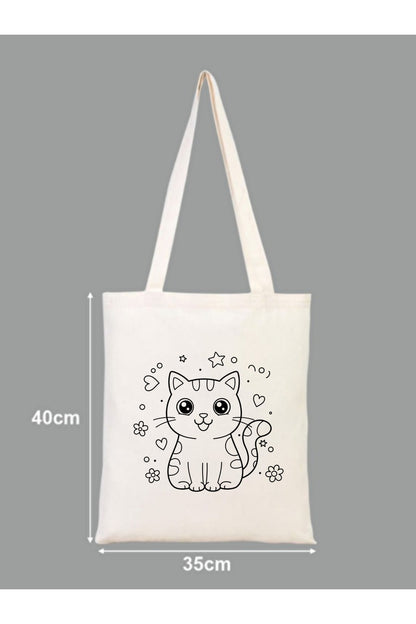 Tote Bag krem kanvas çanta %100 pamuk 35x40 cm tote bag