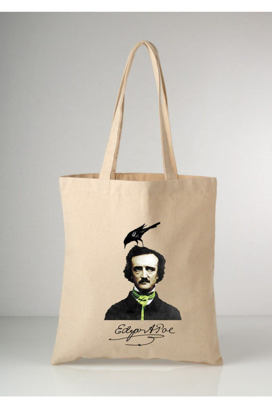 Edgar Allan Poe Tasarımlı Tote Bag Krem Ham Bez Çanta – 35x40 cm, %100 Pamuk Tote Bag | Pinterest Model