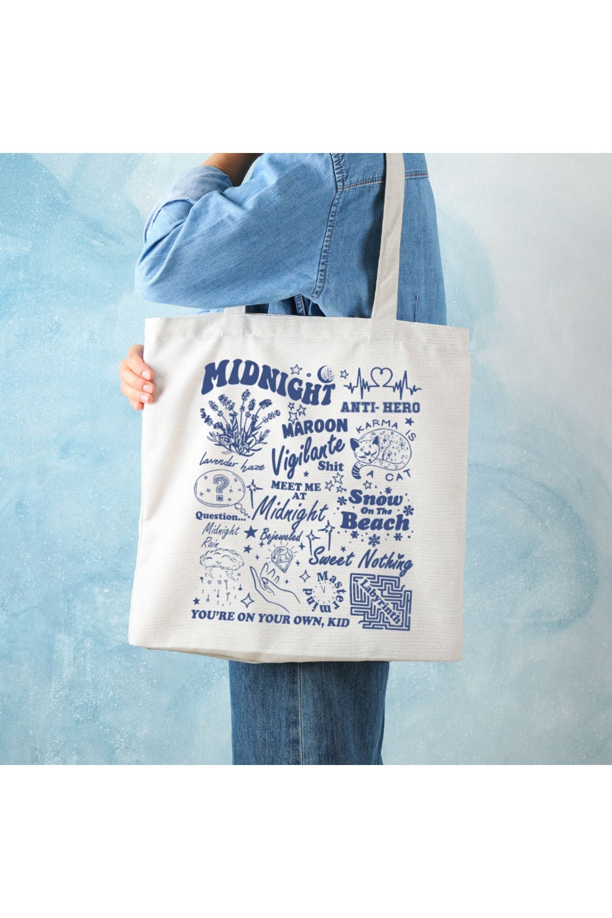 Taylor Swift Midnights Maroon Anti Hero Tote Bag Bez Çanta