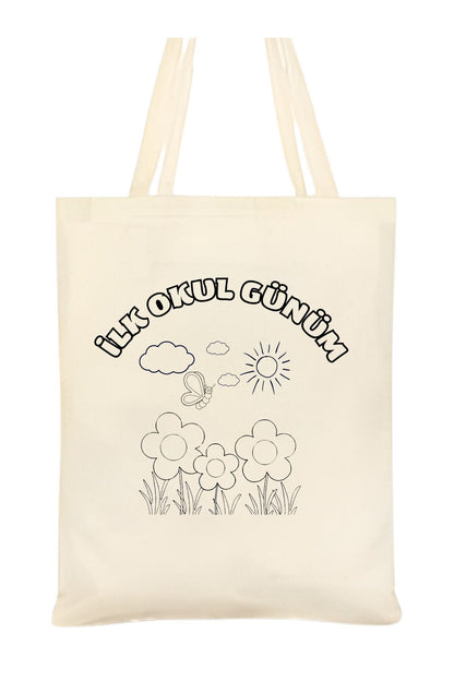 Tote Bag krem kanvas çanta %100 pamuk 35x40 cm tote bag