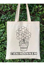 Anneler Günü Hediyesi, Çiçekli Anne Hediye Boyama Çantası Tote Bag, Bez Çanta