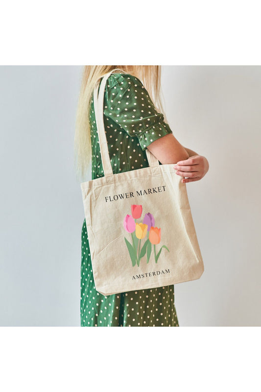 Hollanda Lale Tasarım Tote Bag Bez Çanta