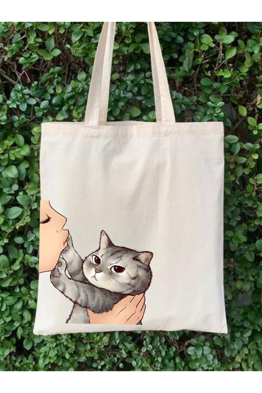 Kedi British Tote Bag Bez Çanta