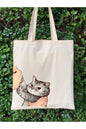 Kedi British Tote Bag Bez Çanta