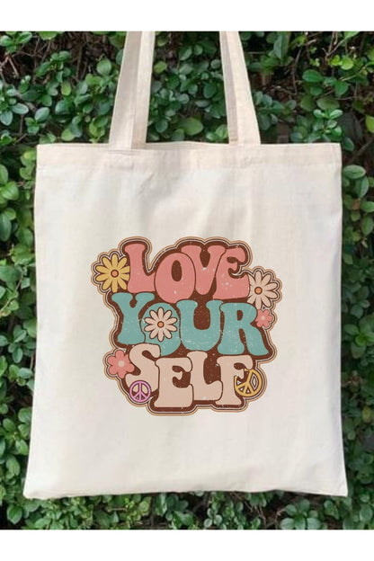 Love Your Self Bohem, Retro Omuz Çantası Tote Bag Bez Çanta