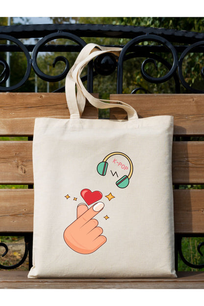 K-pop Kore Pop Tasarımlı Tote Bag Bez Çanta