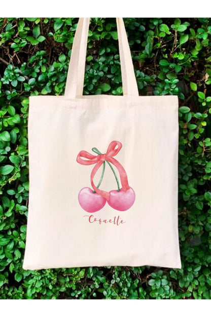 Y2K Bows Coquette Pinterest Cherry Kurdeleler Retro Unisex Bez Çanta Tote Bag