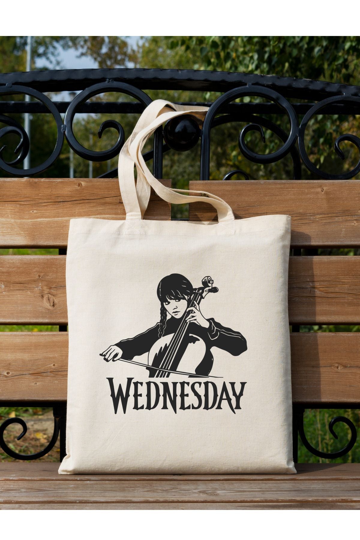 Wednesday Addams Violin Family Tote Bag Bez Çanta