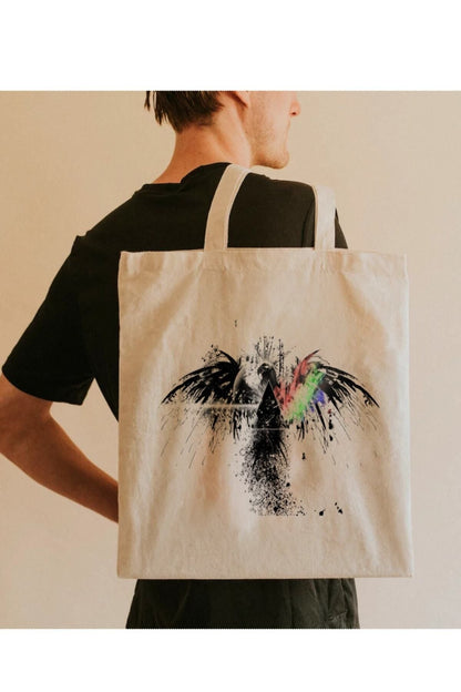 Pink Floyd Dark Side Of The Moon Tasarımlı Ham Bez Çanta tasarımlı ham bez çanta minimalist pinterest modeli