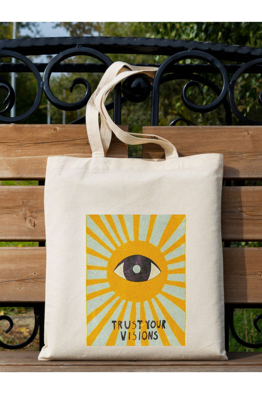 Trust Your Vision Tasarım Ham Bez Tote Bag Bez Çanta