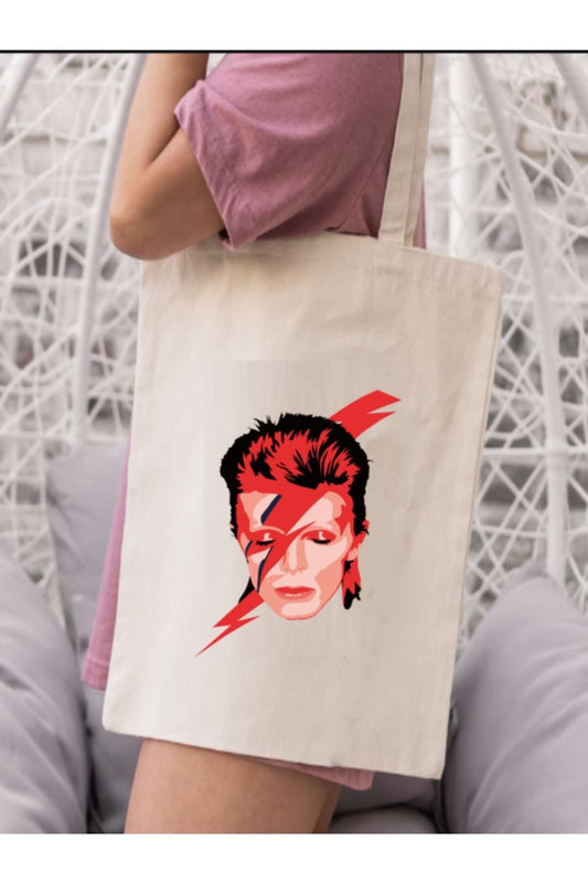 David Bowie Tasarımlı Ham Bez Çanta tasarımlı ham bez çanta minimalist pinterest modeli