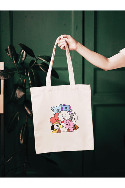 BTS Bts21 kpop Tasarım Tote Bag Bez Çanta
