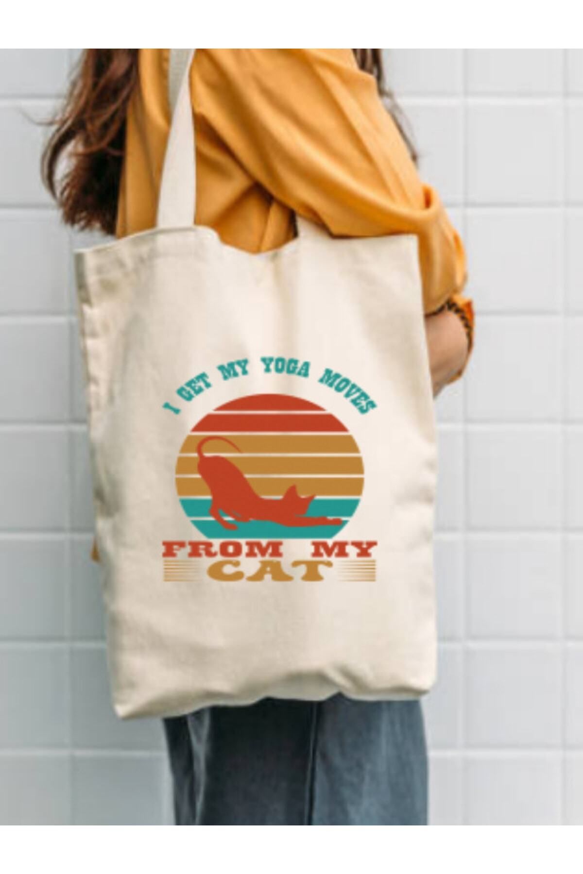 Cat's Yoga Tasarımlı Tote Bag Bez Çanta